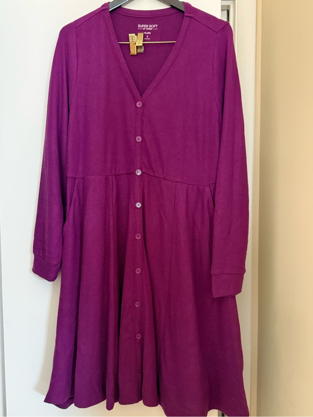 NWT Torrid At The Knee Hacci Front Placket Skater Dress Purple 2 2X 18 20